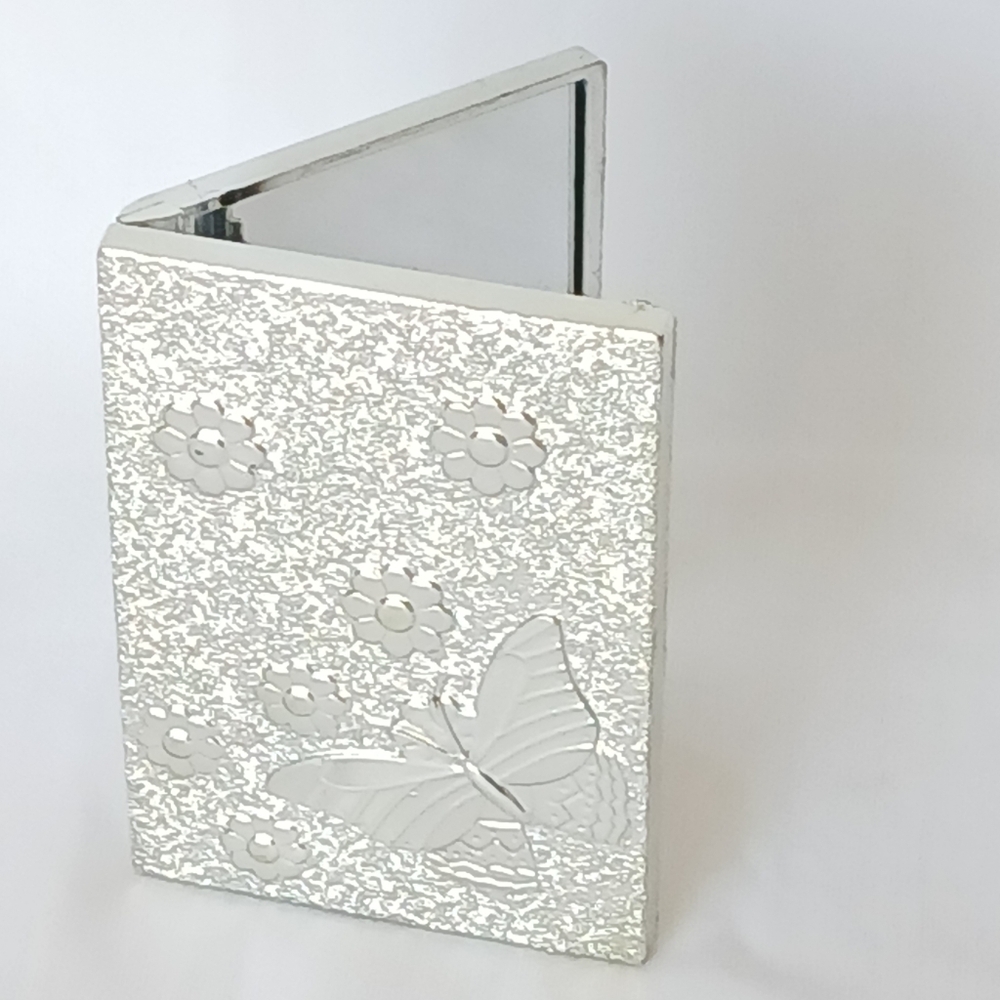 Vanity Silver Tone Pocket Purse Mirror Double Mirror